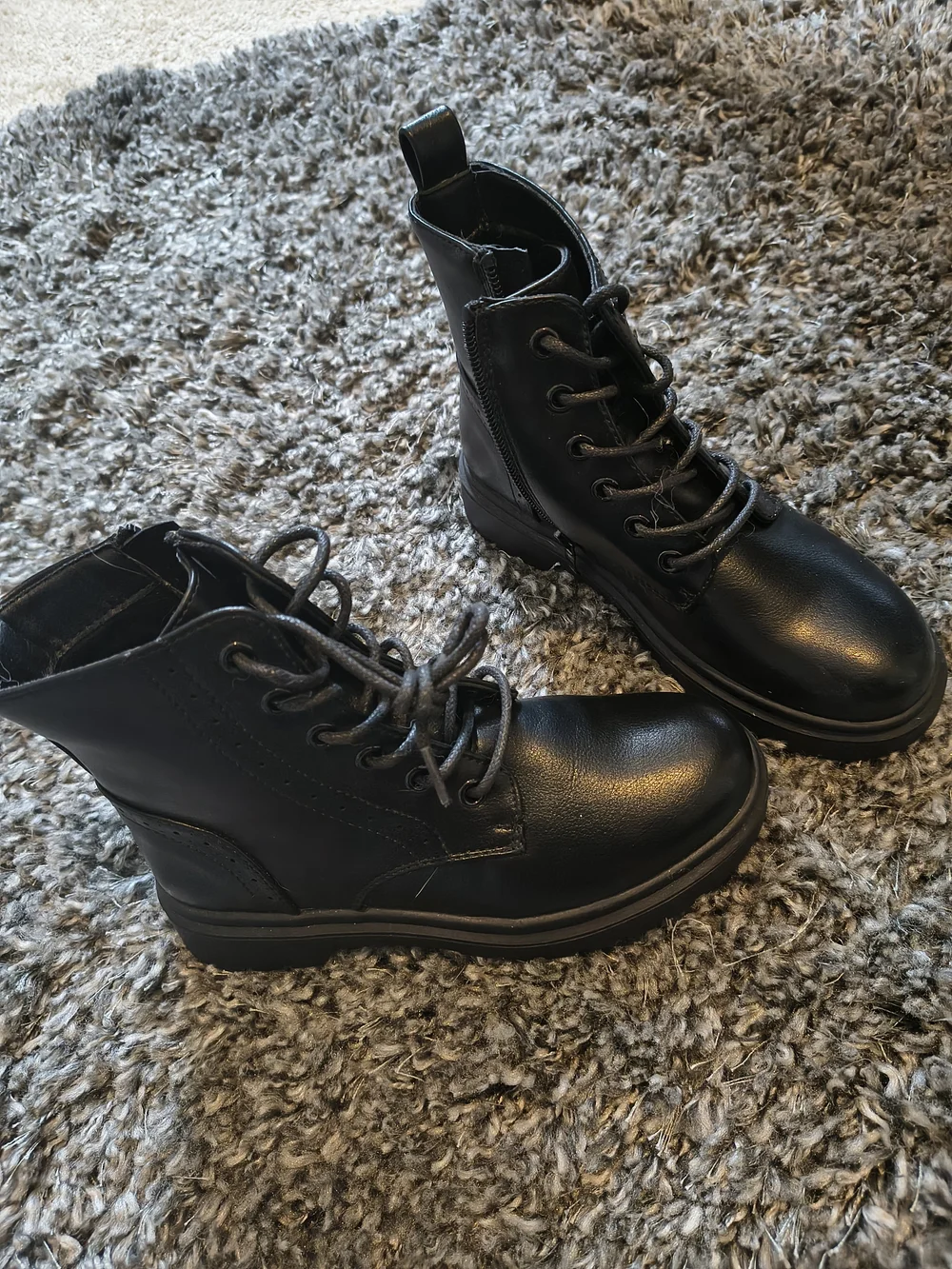NWOT Kids Black Lace-Up Combat Boots